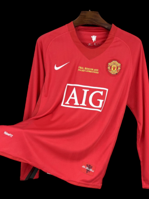 Manchester United Maillot Domicile UCL Rétro Manches Longues 2007/08