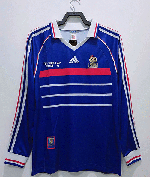 France Maillot Rétro Domicile 1998 Manches Longues