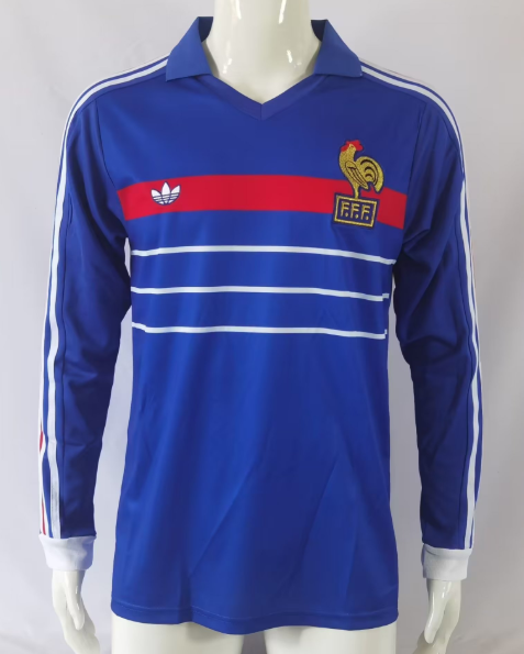 France Maillot Rétro Domicile 82/84 Manches Longues
